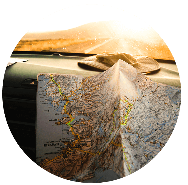 Map on a dashboard of car